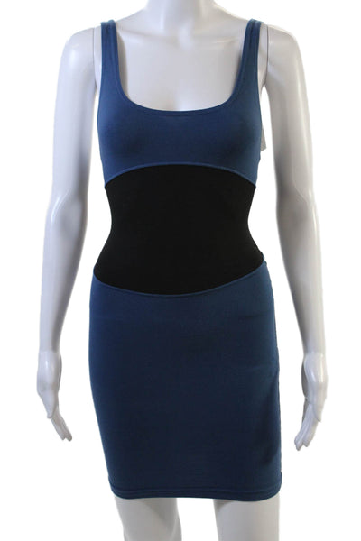 Alaia Womens Color Block Scoop Neck Sleeveless Mini Dress Blue Size XS