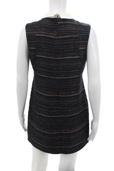 Designer Greenwich Womens Metallic Striped Collared A-Line Dress Black Size 4P