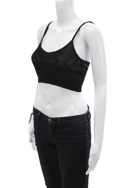 Intermix Womens Cropped Knit Tank Top Black Beige Cotton Size Petite