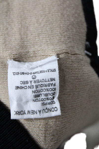 Intermix Womens Cropped Knit Tank Top Black Beige Cotton Size Petite