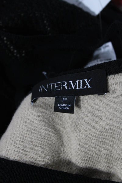Intermix Womens Cropped Knit Tank Top Black Beige Cotton Size Petite