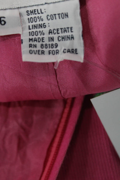 Lilly Pulitzer Womens Bee Print High Rise Pants Pink Green Cotton Size 6