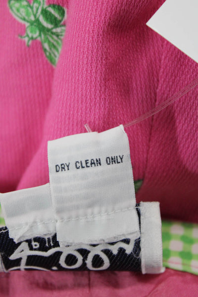 Lilly Pulitzer Womens Bee Print High Rise Pants Pink Green Cotton Size 6