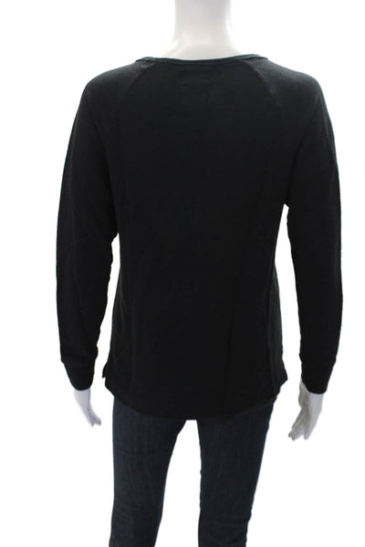 Jason Scott Womens Cotton Round Neck Long Sleeve Casual Top Black Size S