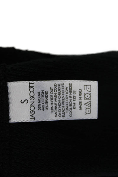 Jason Scott Womens Cotton Round Neck Long Sleeve Casual Top Black Size S