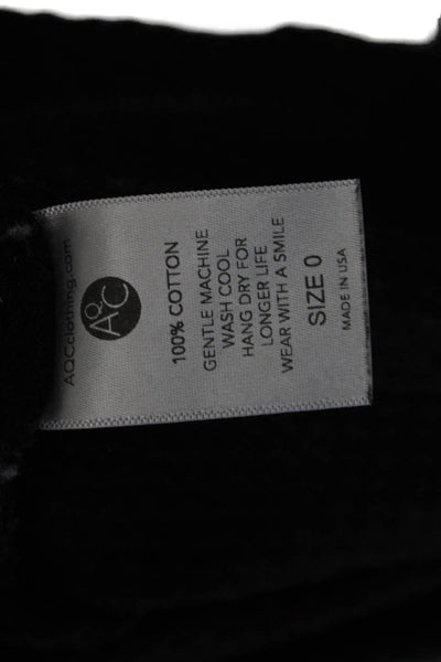 AQC Womens Crew Neck Long Sleeve Flared Cuff Casual Top Black Size 0
