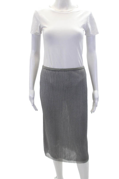 J Crew Womens Elastic Waist Sheer Pleated Waist Maxi Skirt Gray Size XS