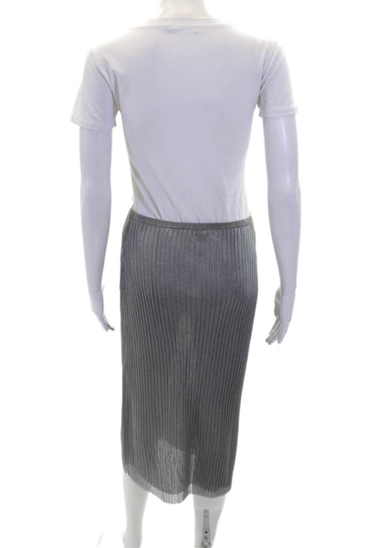 J Crew Womens Elastic Waist Sheer Pleated Waist Maxi Skirt Gray Size XS