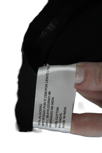 Vix Paula Hermanny Womens Cotton Sheer Ruffle Detail Top Solid Black Size S