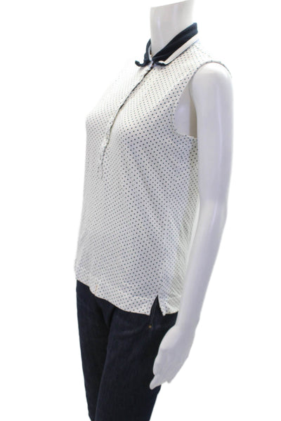 Daily Sports Womens Cotton Sleeveless V-neck Polka Dot Top White Size M