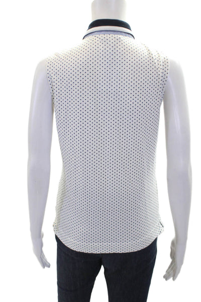 Daily Sports Womens Cotton Sleeveless V-neck Polka Dot Top White Size M