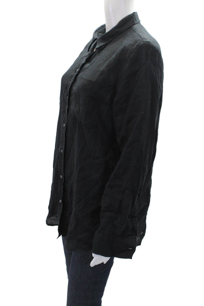 Gap Womens Textured Long Sleeve Button Top Black Size M