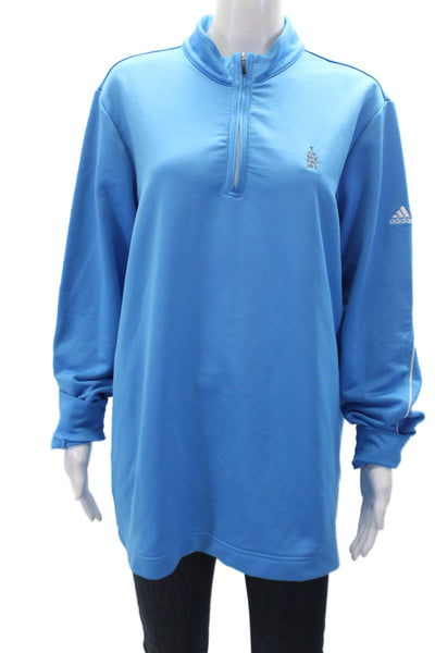 Adidas Womens Textured V-neck Long Sleeve Stripe Top Blue Size XL