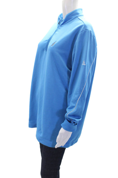 Adidas Womens Textured V-neck Long Sleeve Stripe Top Blue Size XL