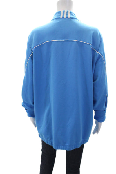 Adidas Womens Textured V-neck Long Sleeve Stripe Top Blue Size XL