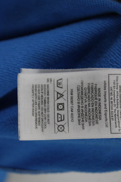 Adidas Womens Textured V-neck Long Sleeve Stripe Top Blue Size XL