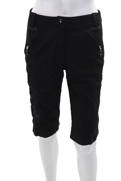 Jamie Sadock Womens Zip Button Lined Midi Shorts Black Size 04