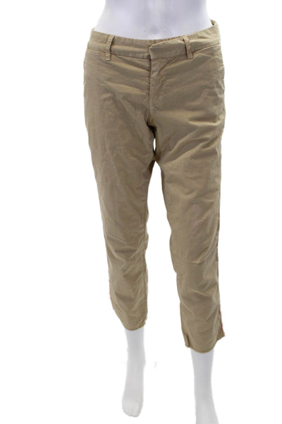 Nili Lotan Womens Cotton Zip Button Straight Leg Pants Khaki Size 06