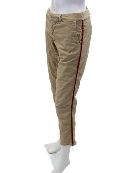 Nili Lotan Womens Cotton Zip Button Straight Leg Pants Khaki Size 06