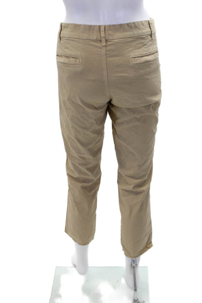 Nili Lotan Womens Cotton Zip Button Straight Leg Pants Khaki Size 06