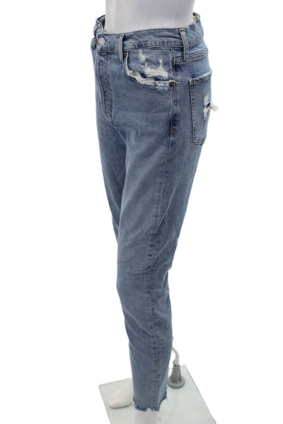Agolde Womens Cotton Zip Button Distress Jeans Blue Size EUR 27