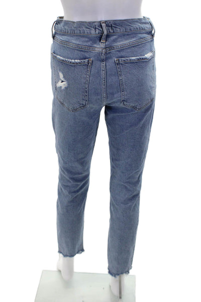 Agolde Womens Cotton Zip Button Distress Jeans Blue Size EUR 27