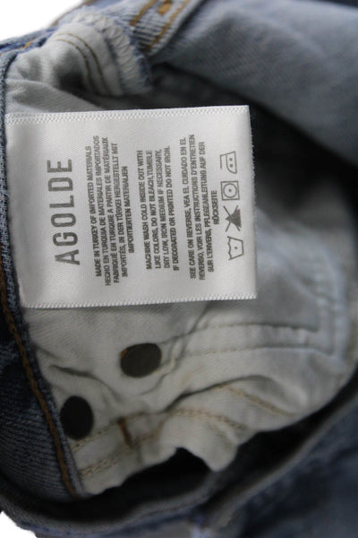 Agolde Womens Cotton Zip Button Distress Jeans Blue Size EUR 27