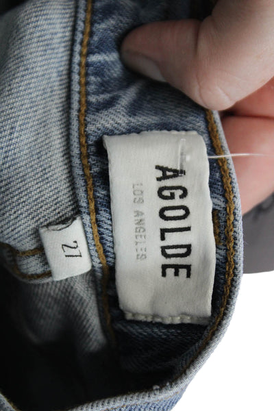 Agolde Womens Cotton Zip Button Distress Jeans Blue Size EUR 27