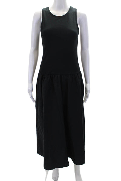 MNG Womens Textured Cotton Round Neck Sleeveless Dress Black Size 06