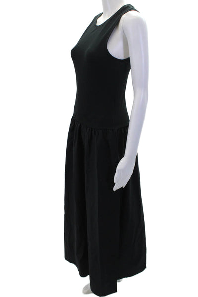 MNG Womens Textured Cotton Round Neck Sleeveless Dress Black Size 06