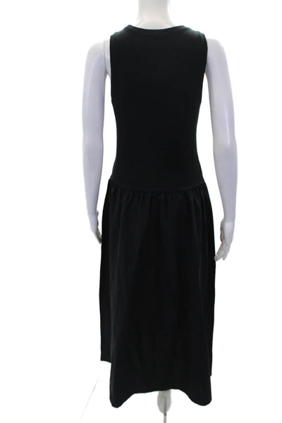 MNG Womens Textured Cotton Round Neck Sleeveless Dress Black Size 06
