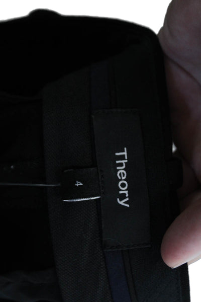 Theory Womens Angled Pocket Detail Flat Front Tapered Leg Pants Black Size 4
