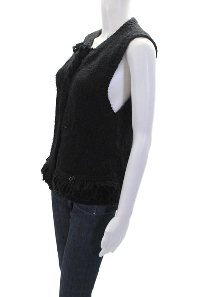 Carolina Herrera Womens Sleeveless Knitted Tie Detail Sweater Black Size S