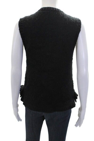 Carolina Herrera Womens Sleeveless Knitted Tie Detail Sweater Black Size S