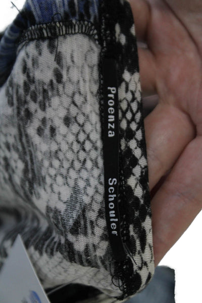 Proenza Schouler Womens Animal Print Short Sleeve Pullover T-Shirt Blue Size S