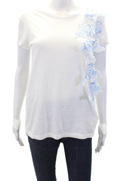 No21 Womens Cotton Floral Embroidered Print Short Sleeve T-Shirt White Size 40