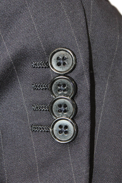 Ermenegildo Zegna Mens Striped Three Button Blazer Navy Blue Size EUR 50