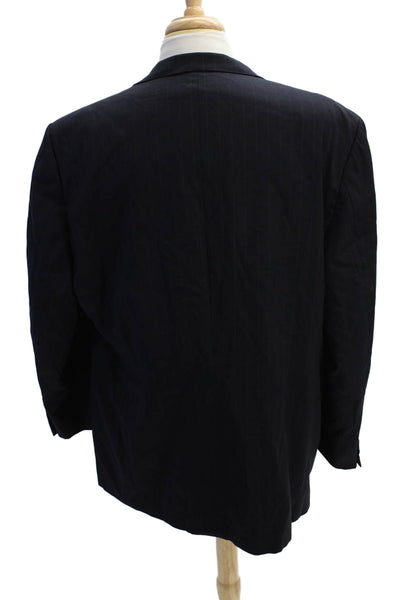 Ermenegildo Zegna Mens Striped Three Button Blazer Navy Blue Size EUR 50