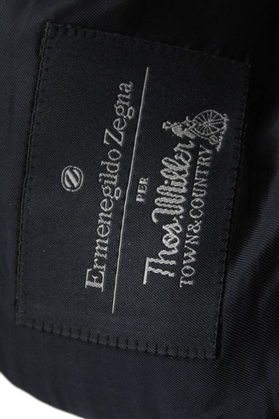 Ermenegildo Zegna Mens Striped Three Button Blazer Navy Blue Size EUR 50