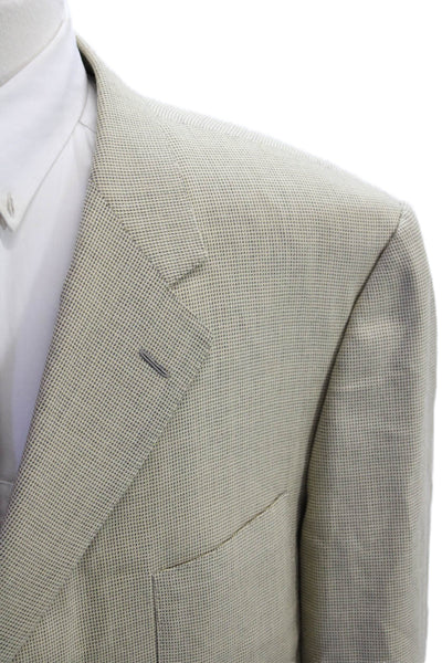 Hickey Freeman Mens Three Button Blazer Jacket Beige Size 52
