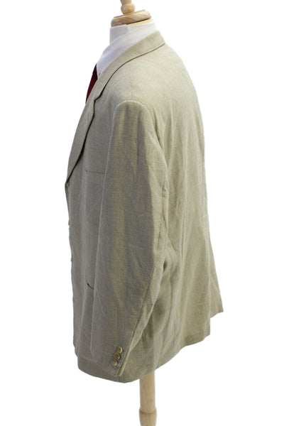 Hickey Freeman Mens Three Button Blazer Jacket Beige Size 52