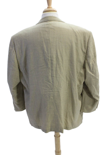 Hickey Freeman Mens Three Button Blazer Jacket Beige Size 52