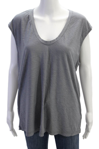 James Perse Womens Cotton Sleeveless Round Neck Casual Blouse Gray Size 4
