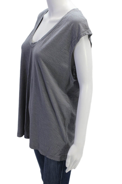 James Perse Womens Cotton Sleeveless Round Neck Casual Blouse Gray Size 4