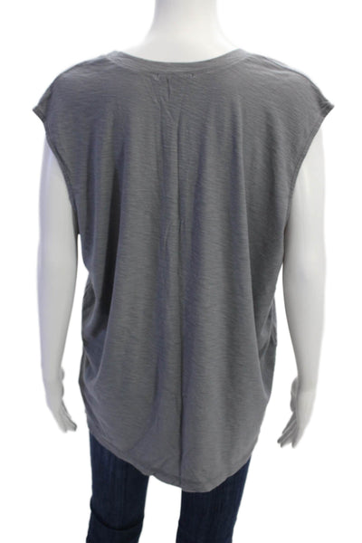 James Perse Womens Cotton Sleeveless Round Neck Casual Blouse Gray Size 4