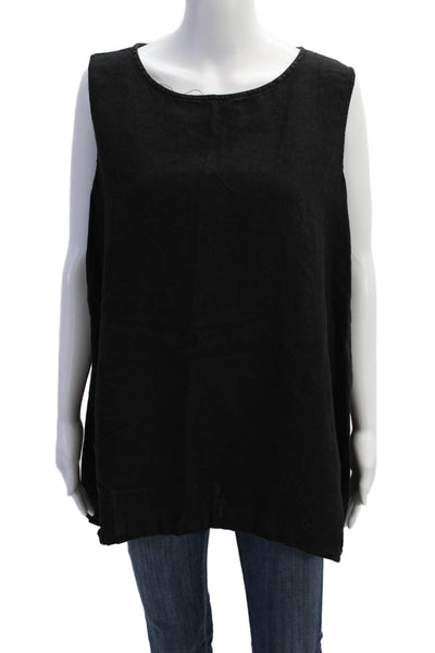 Ted Baker London Womens Linen Sleeveless Round Neck Wide Hem Top Black Size XL