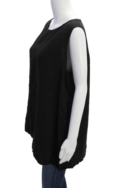 Ted Baker London Womens Linen Sleeveless Round Neck Wide Hem Top Black Size XL