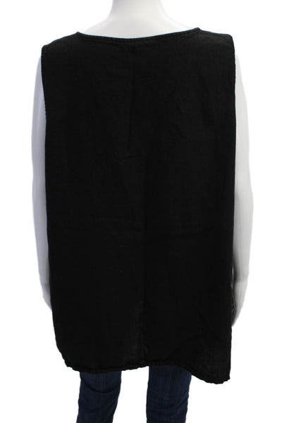 Ted Baker London Womens Linen Sleeveless Round Neck Wide Hem Top Black Size XL