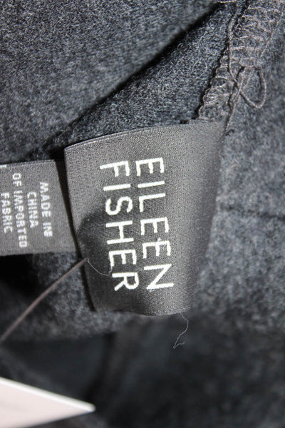Eileen Fisher Womens Wool Notched Neckline Pocketed Sweater Dark Gray Size M