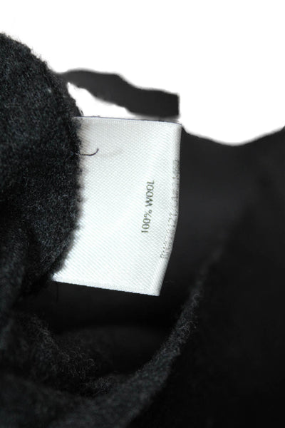 Eileen Fisher Womens Wool Notched Neckline Pocketed Sweater Dark Gray Size M